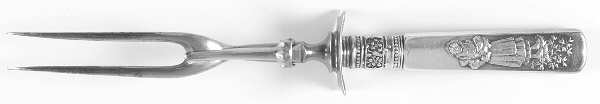 Fontainebleau (Sterling, 1880, No Monograms) Lg Carving/Roast Fork-Stn Prong w/Sterling Guard