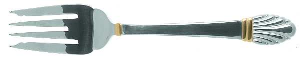 Golden Adria (Stainless, Gold Accent) Medium Solid Cold Meat Serving Fork