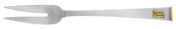 Gold Cipher (Sterling, 1952) Medium Solid Cold Meat Serving Fork