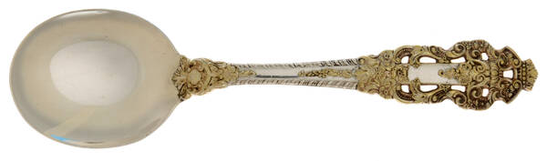 Golden Crown Baroque (Sterling, Full Gold Accent) Round Bowl Soup Spoon (Cream Soup)