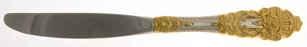 Golden Crown Baroque (Sterling, Full Gold Accent) Hollow Modern Knife
