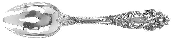 Golden Crown Baroque (Sterling, Full Gold Accent) Pierced Tablespoon (Serving Spoon)