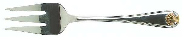 Golden Gorham Shell (Stainless, Gold Accent) Medium Solid Cold Meat Serving Fork