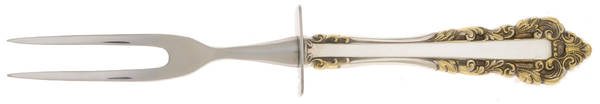 Golden Medici (Sterling, 1971) Small Steak Carving Fork with Stainless Prongs by Gorham Silver