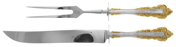 Golden Medici (Sterling, 1971) Large 2-Piece Roast Carving Set w/ Stainless Blade
