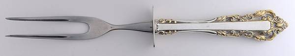 Golden Medici (Sterling, 1971) Small Steak Carving Fork with Stainless Prongs