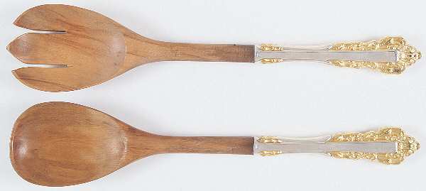 Golden Medici (Sterling, 1971) Wooden Bowl 2-Piece Salad Set