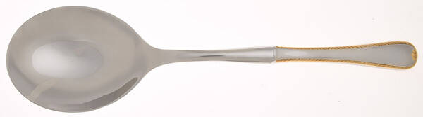 Golden Ribbon Edge (Stainless, Gold Accent) Casserole Spoon with Smooth Stainless Bowl HC