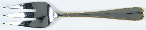Golden Ribbon Edge (Stainless, Gold Accent) Medium Solid Cold Meat Serving Fork