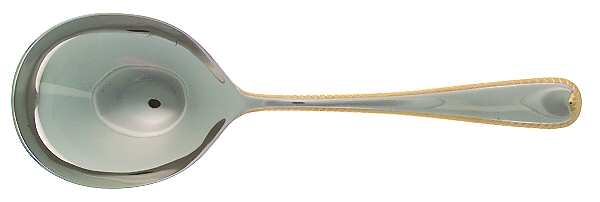 Golden Ribbon Edge (Stainless, Gold Accent) Solid Salad Serving Spoon