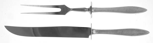 Gossamer (Sterling, 1965, No Monograms) (2 Pc)Carving Set-Lg Stnbl/Roast w/Sterling Guard