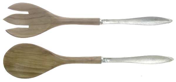 Gossamer (Sterling, 1965, No Monograms) Wooden Bowl 2-Piece Salad Set