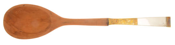 Golden Scroll (Sterling, 1977) Salad Serving Spoon with Wooden Bowl