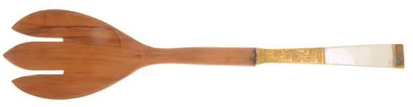 Golden Scroll (Sterling, 1977) Salad Serving Fork with Wooden Prongs