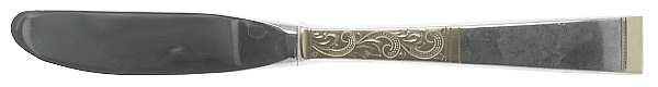 Golden Scroll (Sterling, 1977) Modern Hollow Butter Spreader (Stainless)
