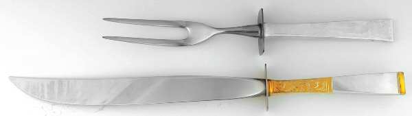 Golden Scroll (Sterling, 1977) Small Stainless Blade 2-Piece Steak Carving Set