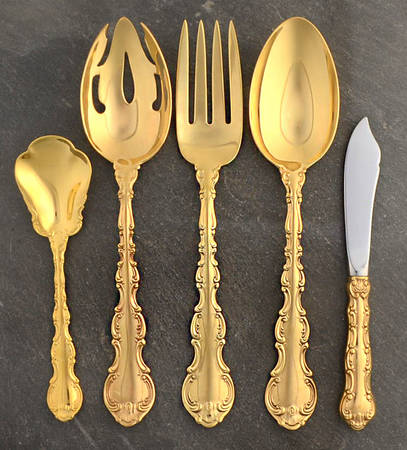 Golden Strasbourg (Sterling, Gold Vermeil) 5 Piece Hostess Set
