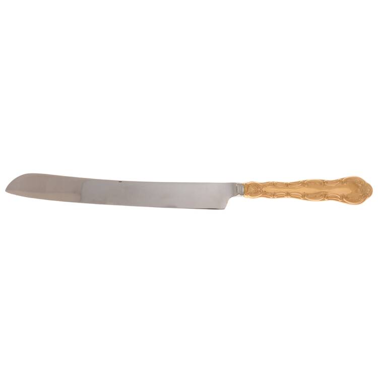 Golden Strasbourg (Sterling, Gold Vermeil) Wedding Cake Knife with Stainless Blade HC
