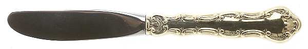 Golden Strasbourg (Sterling, Gold Vermeil) Modern Hollow Butter Spreader (Stainless)