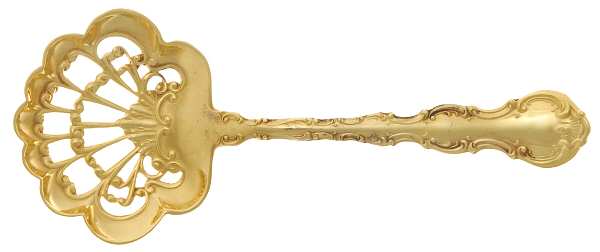 Golden Strasbourg (Sterling, Gold Vermeil) Solid Bon Bon Spoon with Pierced Bowl