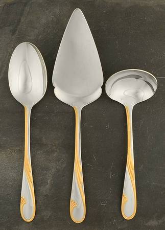 Golden Swirl (Stainless-Gold) 3 Piece Completer Set by Gorham Silver