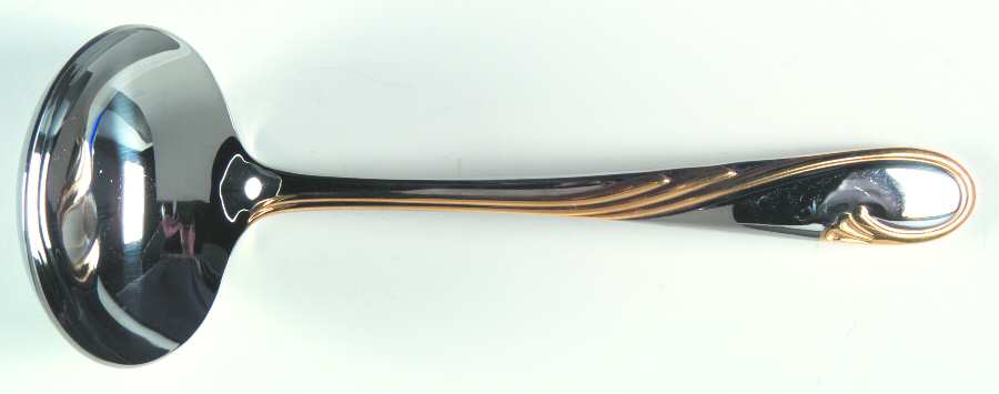 Golden Swirl (Stainless-Gold) Solid Gravy Ladle by Gorham Silver