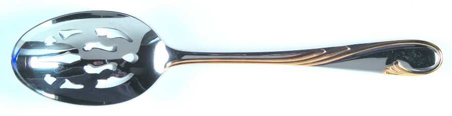 Golden Swirl (Stainless-Gold) Pierced Tablespoon (Serving Spoon) by Gorham Silver