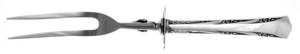 Greenbrier (Sterling, 1938, No Monos) Large Stainless-Prong Roast Carving Fork