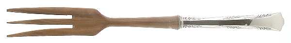 Greenbrier (Sterling, 1938, No Monos) Salad Serving Fork with Wooden Prongs
