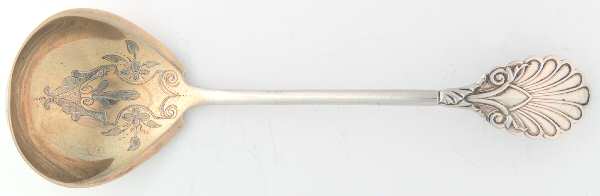Grecian (Sterling, 1861) Coin Silver Gravy Ladle,Bright Cut Solid Piece