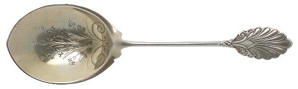 Grecian (Sterling, 1861) Coin Large Berry Casserole Spoon Bright Cut Solid