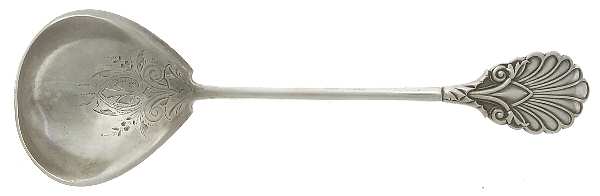 Grecian (Sterling, 1861) Coin Silver Gravy Ladle,Bright Cut Solid Piece