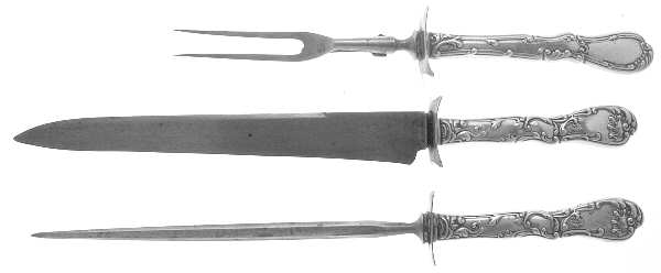 Hanover (Sterling, 1895) Large 3-Piece Roast Carving Set w/ Stainless Blade