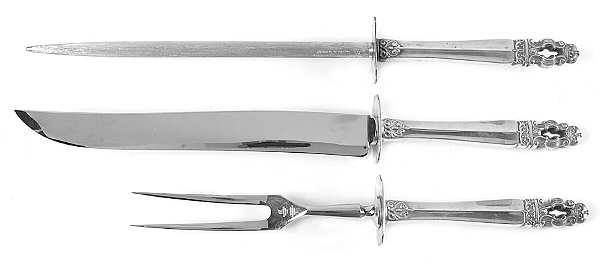 Hispana-Sovereign (Sterling, 1968) (3 Pc)Carving Set-Lg Stnbl/Roast w/Sterling Guard