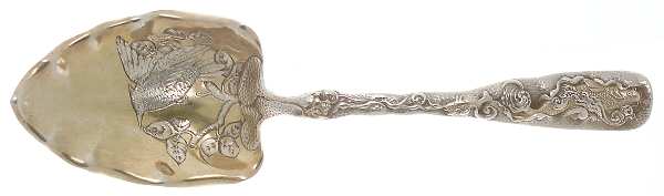 Hizen (Sterling, 1880) Salad Serving Spoon, Bright Cut Solid Piece