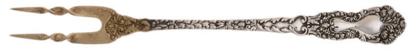 Imperial Chrysanthemum (Sterling, 1894, No Monos) Short Handle Pickle/Olive Fork