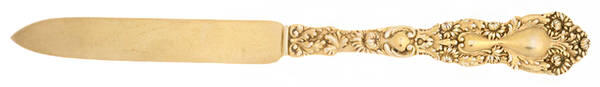 Imperial Chrysanthemum (Sterling, 1894, No Monos) Gold Vermeil Individual Solid Fruit Knife
