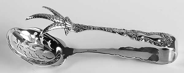 Imperial Chrysanthemum (Sterling, 1894, No Monos) Large Ice Serving Tongs
