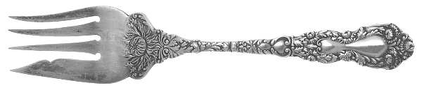 Imperial Chrysanthemum (Sterling, 1894, No Monos) Small Solid Cold Meat Serving Fork