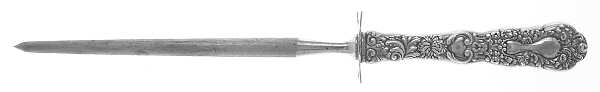 Imperial Chrysanthemum (Sterling, 1894, No Monos) Small Steel Rod Sharpener Knife