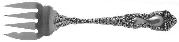 Imperial Chrysanthemum (Sterling, 1894, No Monos) Large Solid Tined Sardine Serving Fork