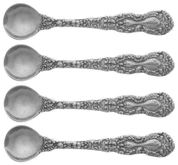 Imperial Chrysanthemum (Sterling, 1894, No Monos) Individual Salt Spoon - Set of 4