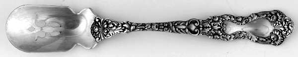 Imperial Chrysanthemum (Sterling, 1894, No Monos) Short Handled Olive Spoon with Pierced Bowl