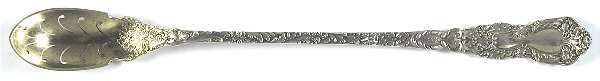 Imperial Chrysanthemum (Sterling, 1894, No Monos) Pierced Bowl Long Handle Olive Spoon