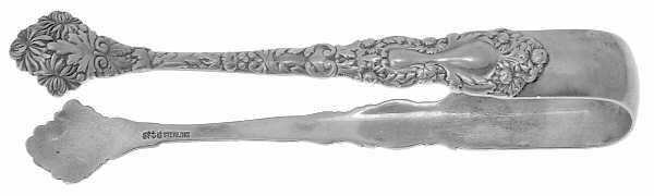 Imperial Chrysanthemum (Sterling, 1894, No Monos) Small Sugar Tongs