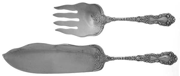 Imperial Chrysanthemum (Sterling, 1894, No Monos) Solid 2-Piece Small Fish Serving Set