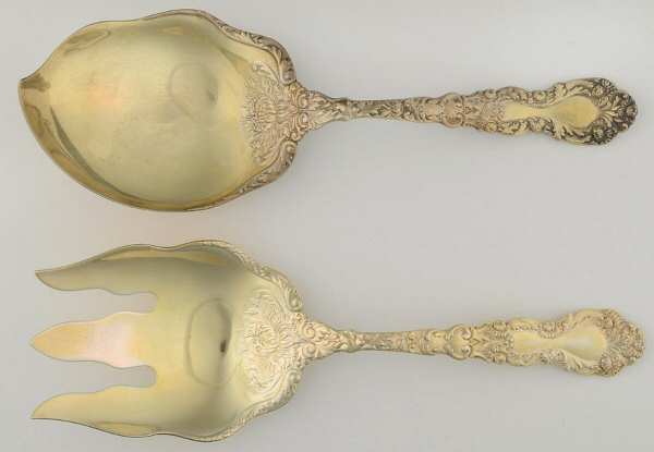 Imperial Chrysanthemum (Sterling, 1894, No Monos) Solid 2-Piece Vegetable Serving Set