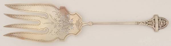 Ivy (Sterling, 1865, 1868) Large Solid Bright Fish Serving Fork