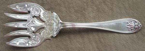 Josephine (Coin, 1855) Large Solid Bright Fish Serving Fork