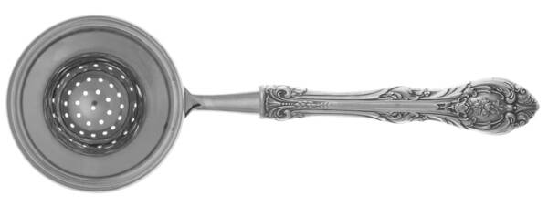 King Edward (Sterling, 1936, No Monos) Tea Strainer Overcup Serving-Stainless Bowl HC